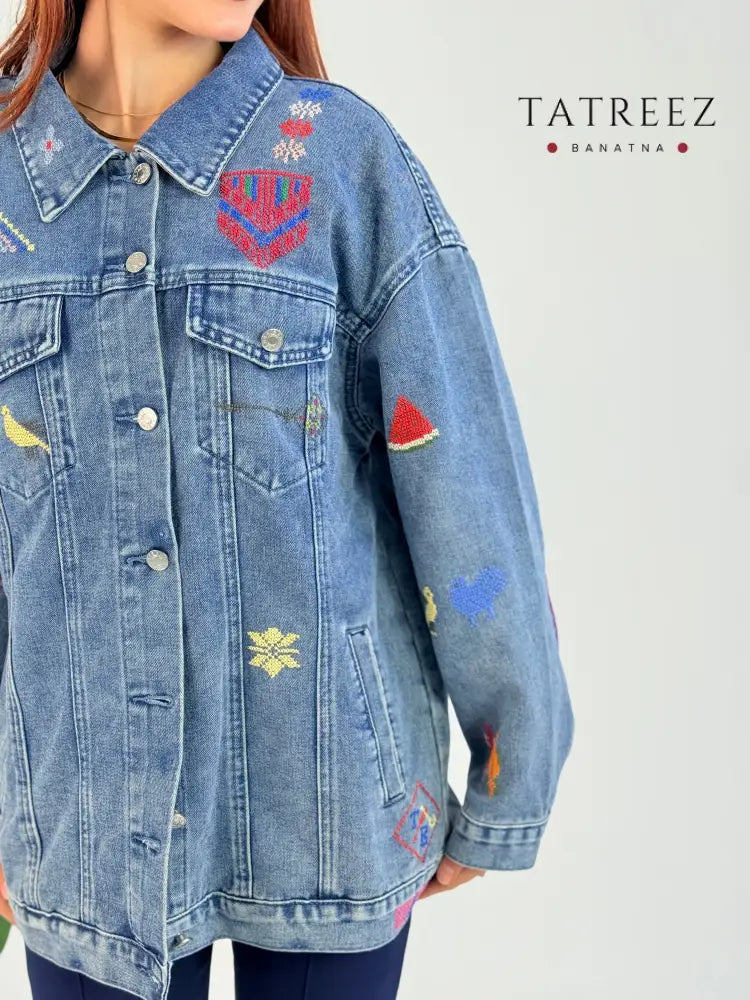 Legacy Embroidered Denim Jacket - A Modern Blend of Palestinian Tradition Clothing & Wearables
