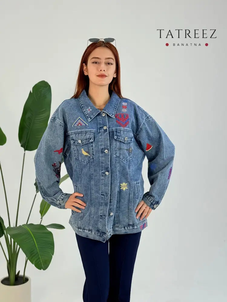 Legacy Embroidered Denim Jacket - A Modern Blend of Palestinian Tradition Clothing & Wearables