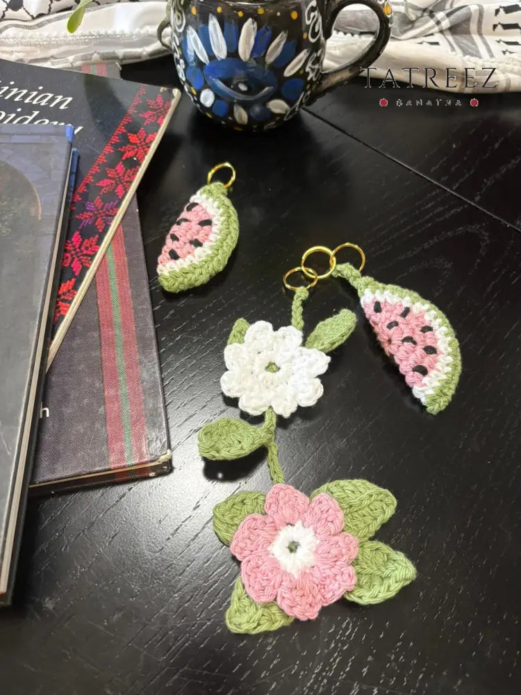 Light Pink Handmade Crochet Watermelon Keychain | Unique Accessory for All Seasons Clothing & Wearables