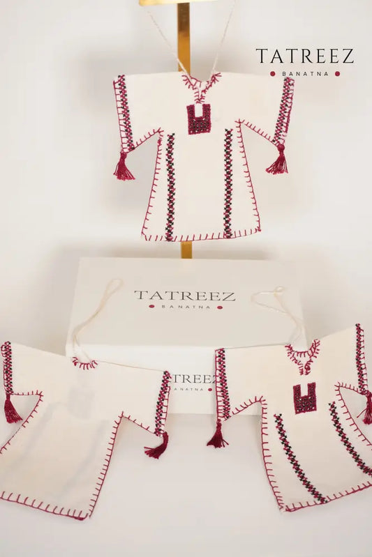 Miniature Embroidered Thoub | Tatreez Banatna Handmade | Red Accessories