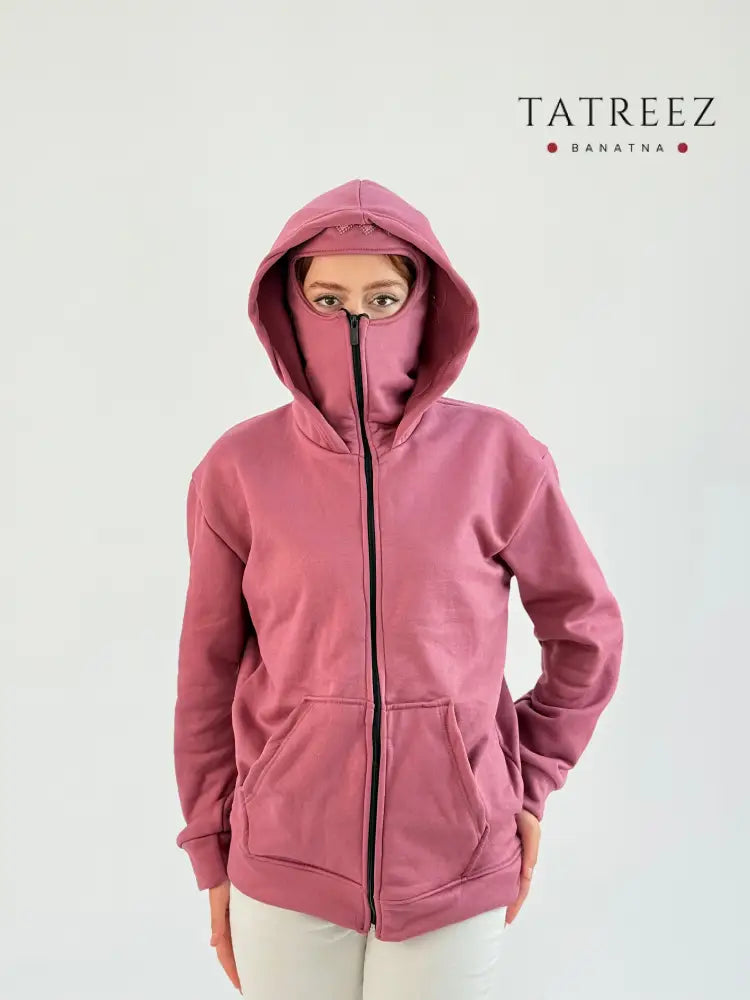 Ninja Hoodie with Mouth Cover | Unique Handmade Embroidery for Comfort & Style Clothing & Wearables