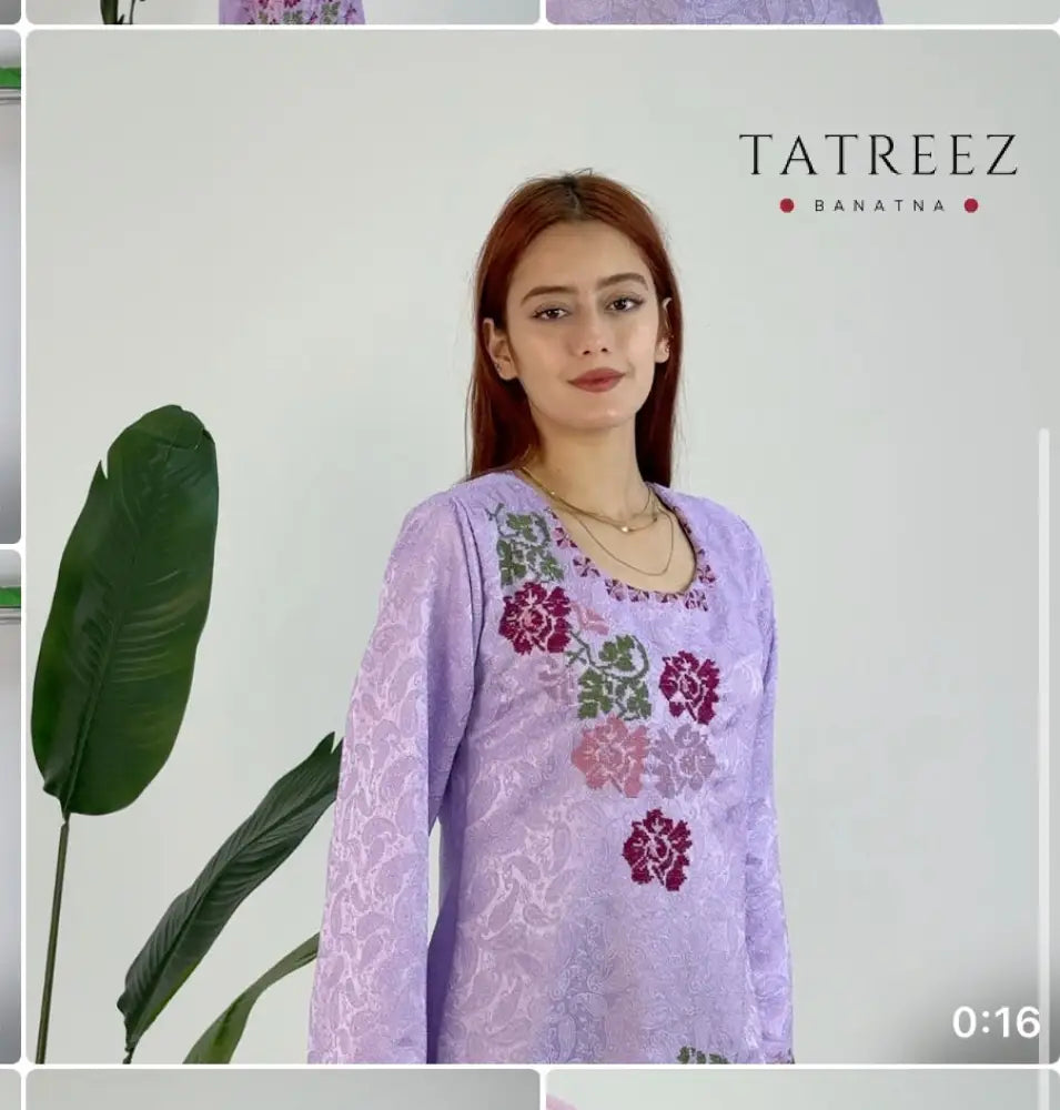 Nour - Light: Enchanting Lilac Abaya with Exquisite Floral Embroidery One size Clothing & Wearables