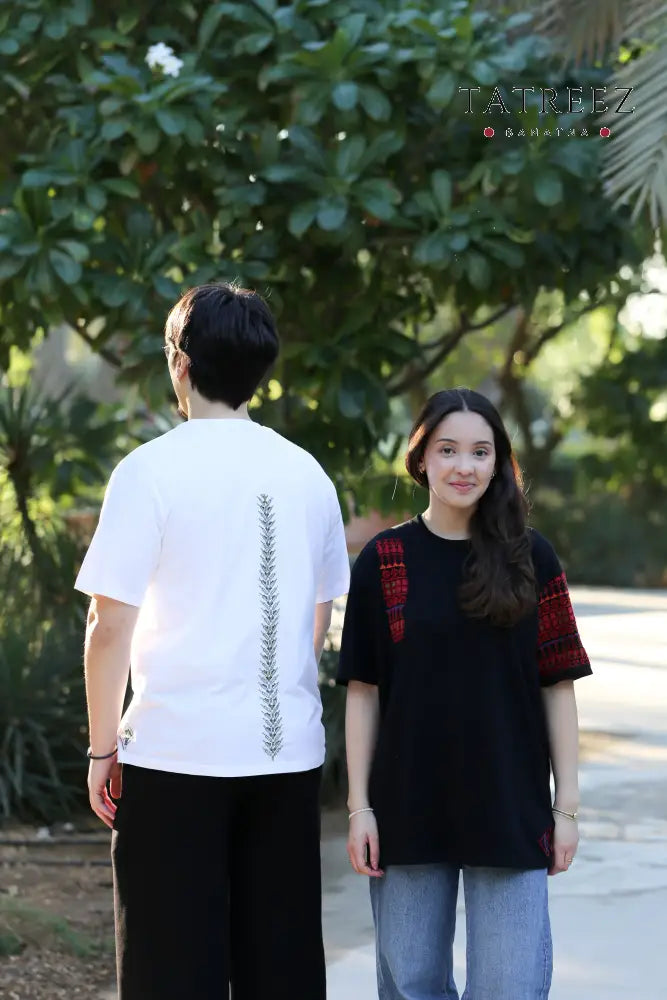 Unique Palestinian Handmade T-Shirt with One-Hand Embroidery Clothing & Wearables