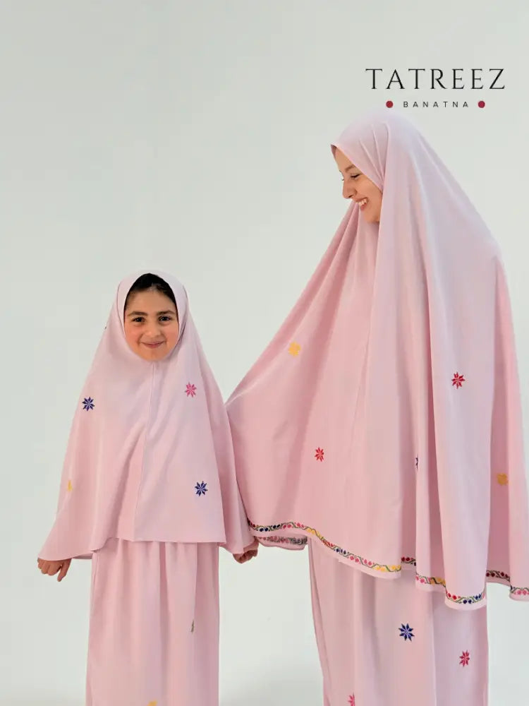 Pink Embroidered Prayer Clothes | Tatreez Banatna Clothing & Wearables