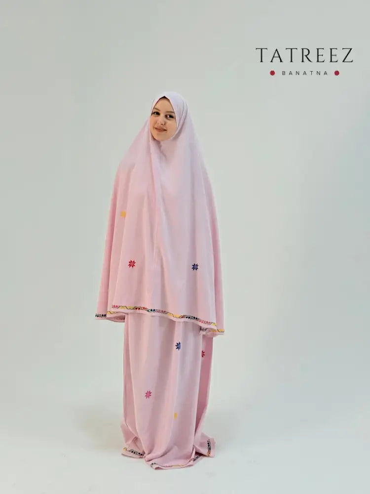 Pink Embroidered Prayer Clothes | Tatreez Banatna Clothing & Wearables
