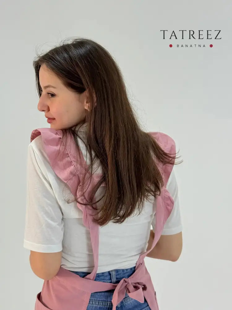Pink Waterproof Apron with Embroidered Watermelon | Handmade Clothing & Wearables