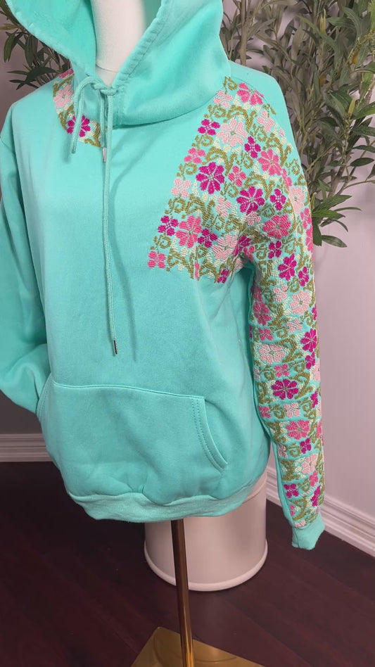 One of a Kind Bright Green Embroidered Hoodie