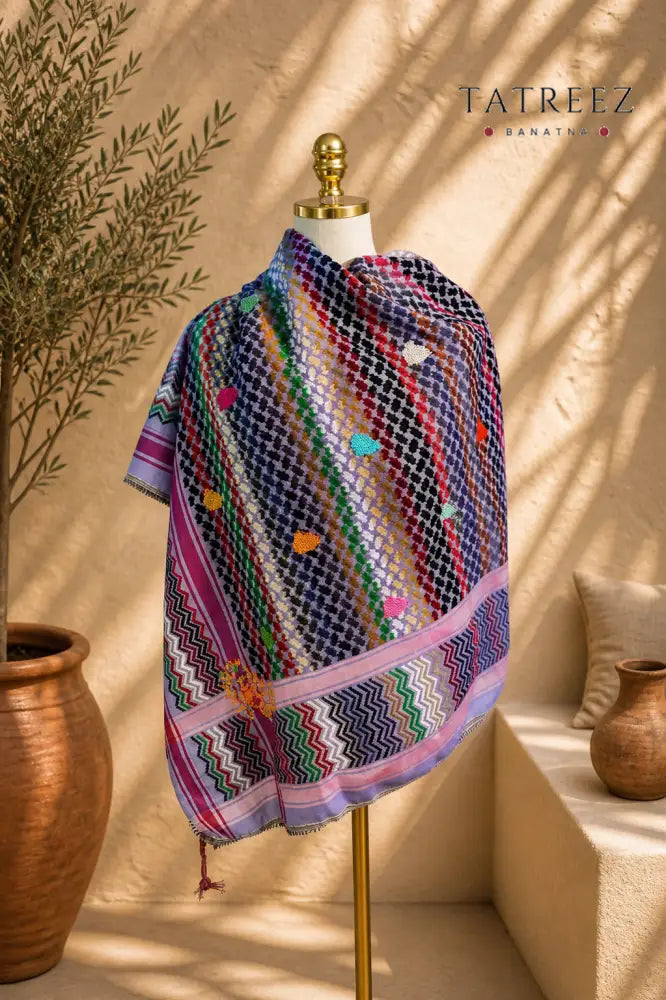Purple Kofea – Handmade Bright Palestinian Tatreez Embroidery - Accessories