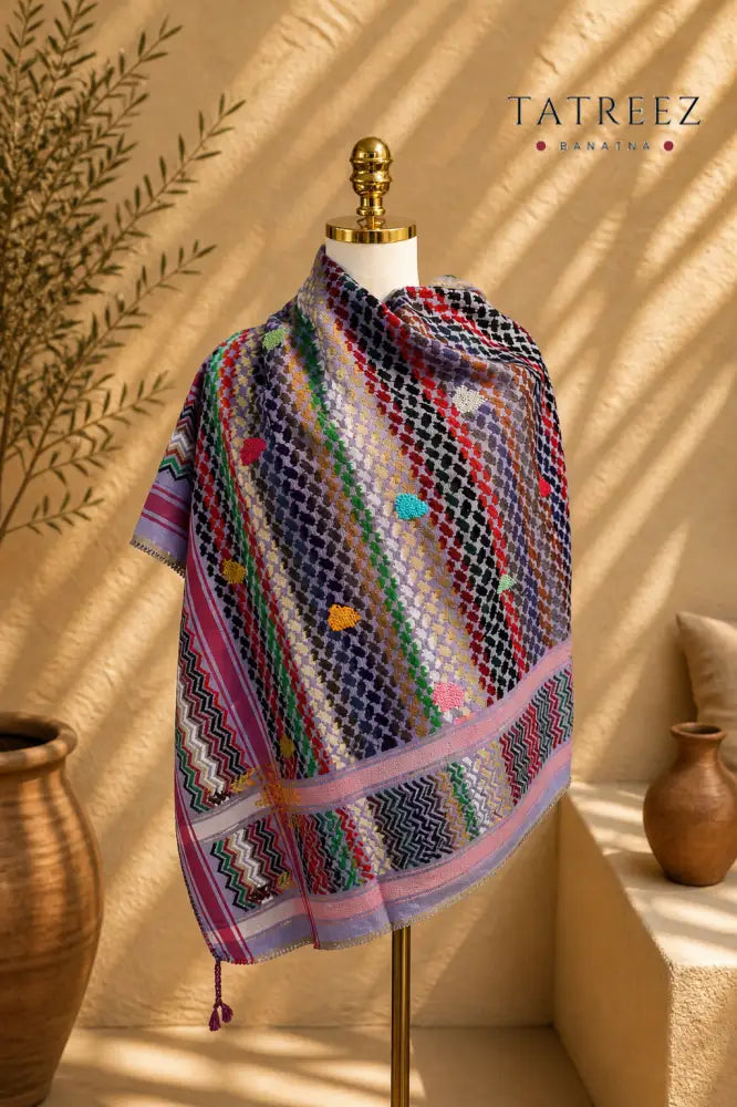 Purple Kofea – Handmade Bright Palestinian Tatreez Embroidery - Accessories