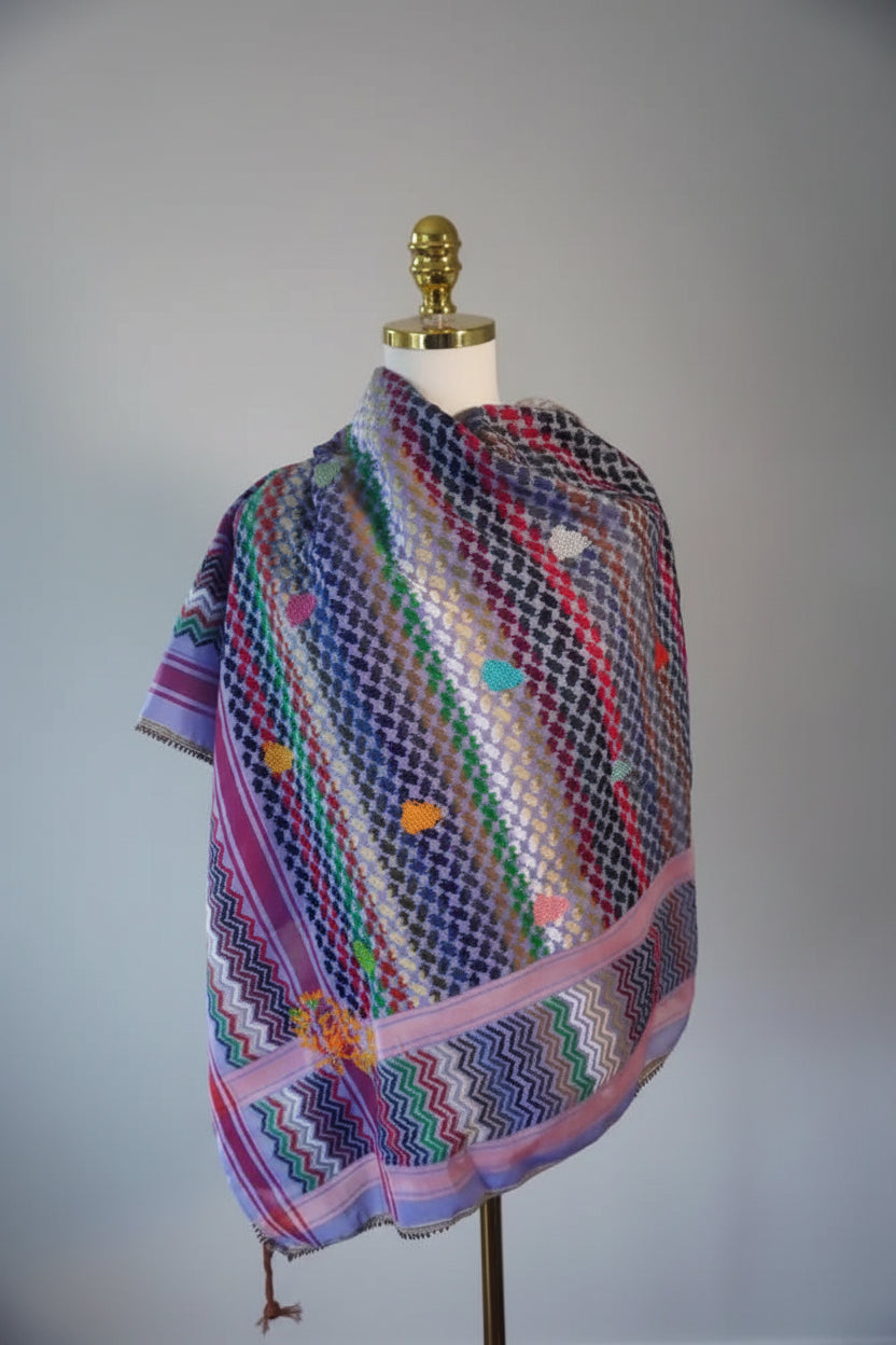 Handmade Colorful Kofea with Bright Embroidery on a Purple Base Accessories