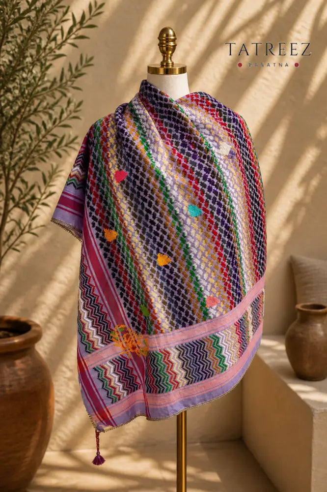 Purple Kofea – Handmade Bright Palestinian Tatreez Embroidery - Accessories