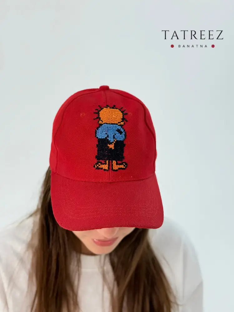 Red Cap Hat with Handhala Embroidery Clothing & Wearables