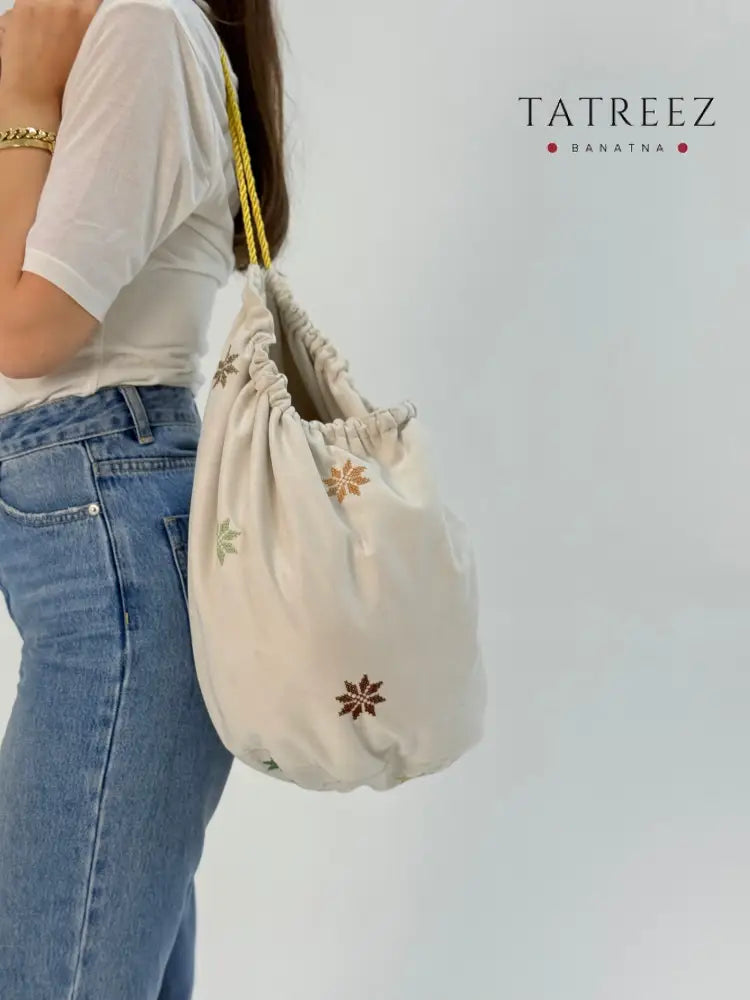 Shamwah Bogja Embroidered Drawstring Bag | Handmade Tote Accessories