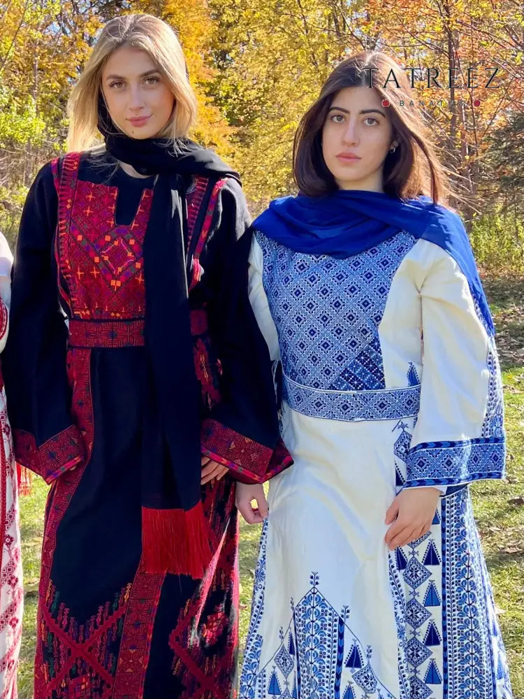 Stunning Handmade Black Thoub with Vibrant Palestinian Embroidery from Yata Al Khalil - One size - Clothing & Wearables