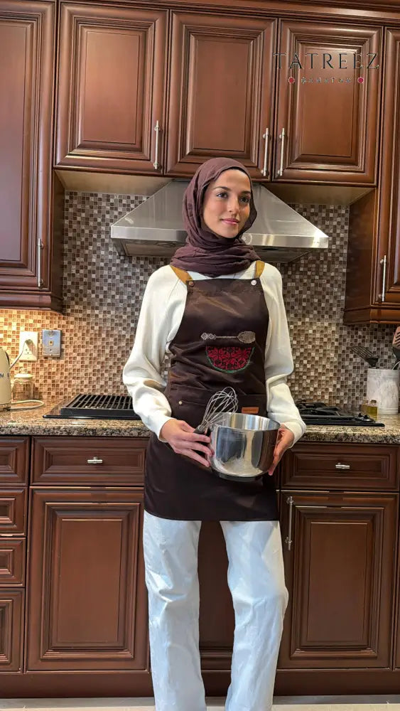 Stylish Brown Apron with Watermelon Design One Size Clothing & Wearables