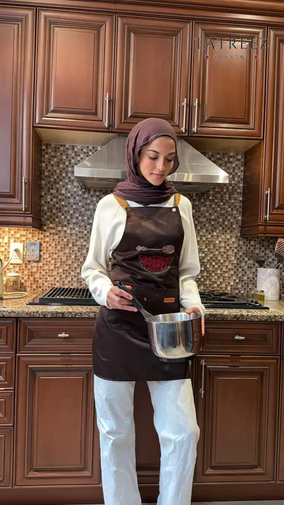 Stylish Brown Apron with Watermelon Design One Size Clothing & Wearables