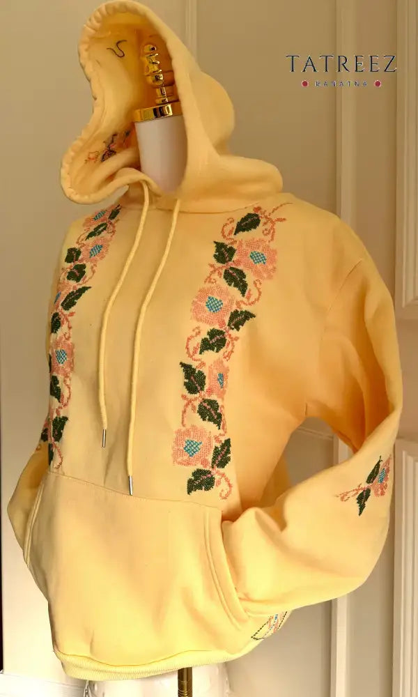 Chic Pink Hoodie with Handmade Palestinian Embroidery – Embrace Tradition in Style (Copy) Clothing & Wearables