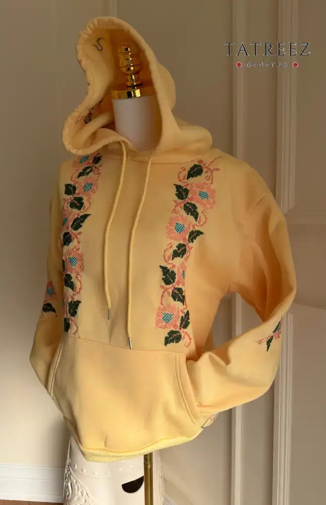 Chic Pink Hoodie with Handmade Palestinian Embroidery – Embrace Tradition in Style (Copy) Clothing & Wearables