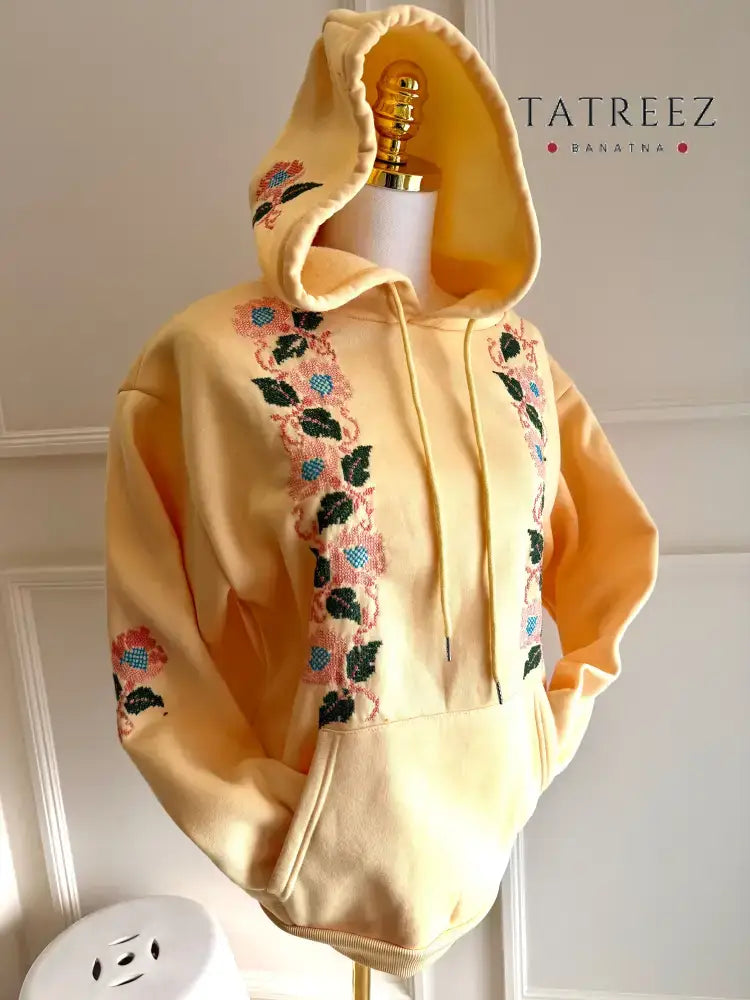 Chic Pink Hoodie with Handmade Palestinian Embroidery – Embrace Tradition in Style (Copy) Clothing & Wearables