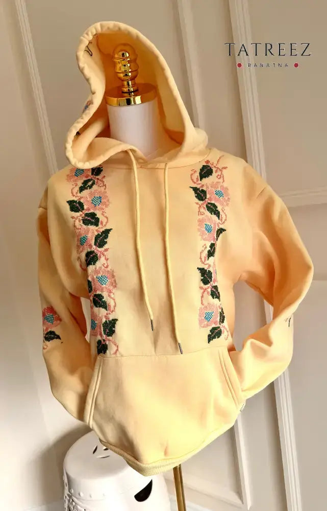 Chic Pink Hoodie with Handmade Palestinian Embroidery – Embrace Tradition in Style (Copy) Clothing & Wearables