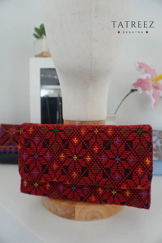 Traditional Red and Black Hand Embroidered Clutch Accessories