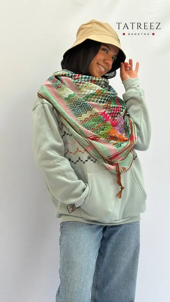 Vibrant Green Colorful Hand-Embroidered Kofea Accessories
