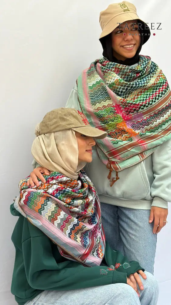 Vibrant Green Colorful Hand-Embroidered Kofea Accessories