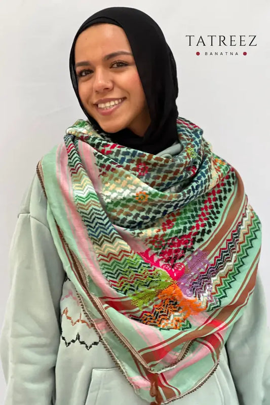 Vibrant Green Colorful Hand-Embroidered Kofea Accessories