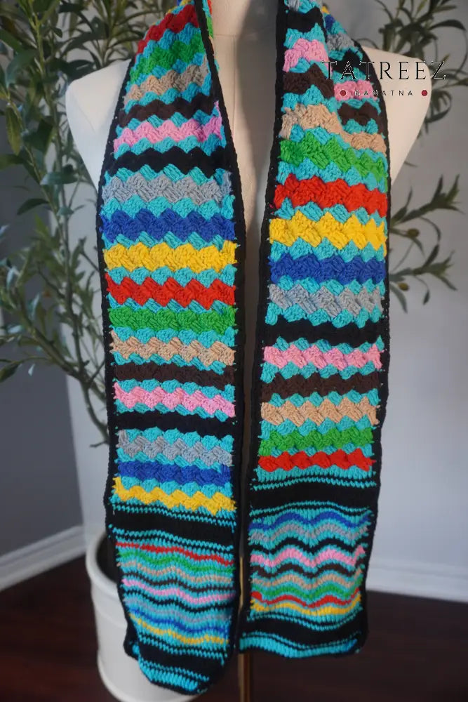Vibrant Kofea-Style Crochet Shawl – A Colorful Statement Piece Cotton Clothing & Wearables