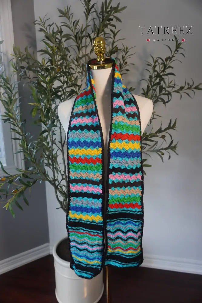 Vibrant Kofea-Style Crochet Shawl – A Colorful Statement Piece Cotton Clothing & Wearables