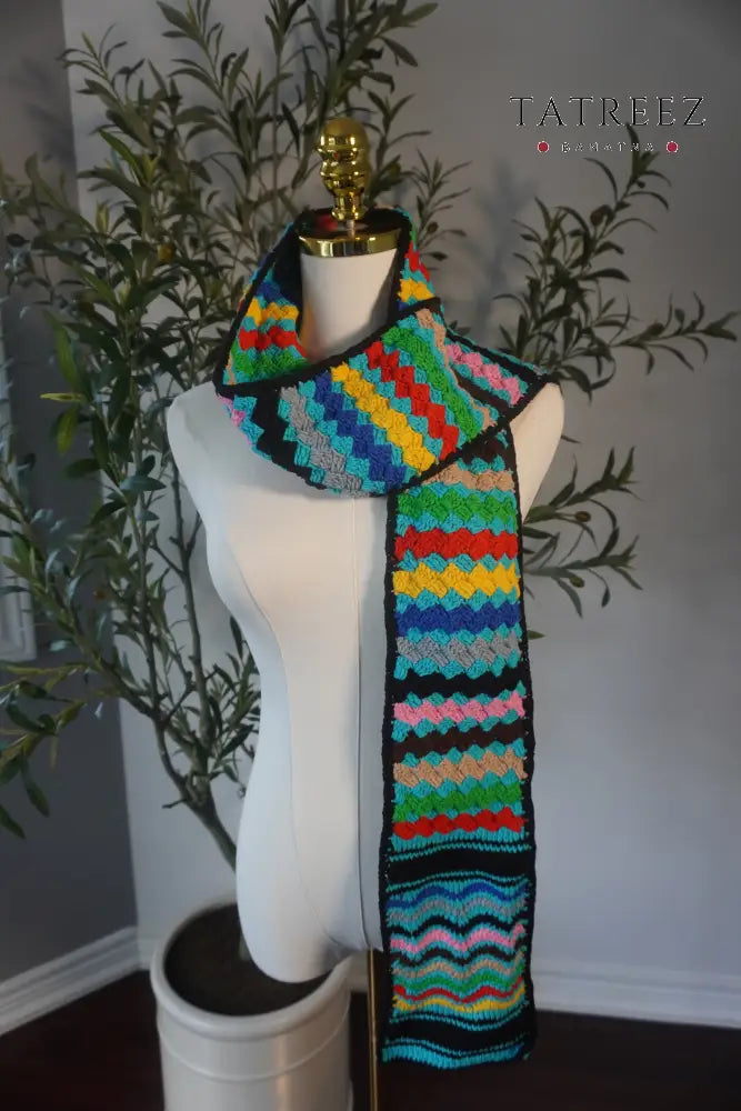 Vibrant Kofea-Style Crochet Shawl – A Colorful Statement Piece Cotton Clothing & Wearables