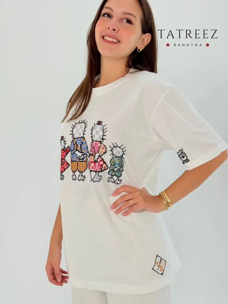 White Cotton T-Shirt Featuring Handhala - Iconic and Thought-Provoking Clothing & Wearables