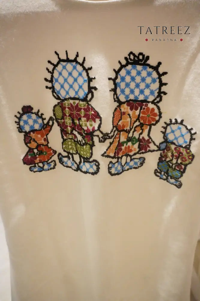 Hand-Embroidered Handhala Over Size T-Shirt -White– Cultural Heritage Wear | Tatreez Banatna Clothing & Wearables