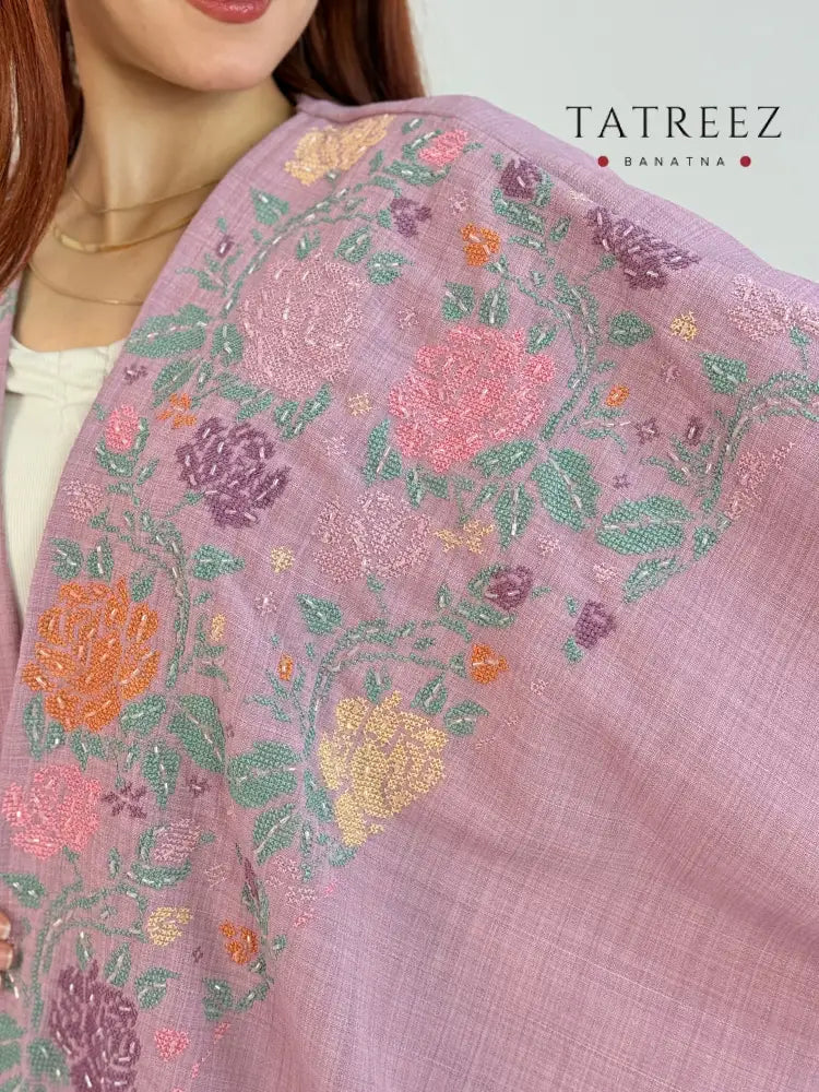 Yasmin - Jasmine: Elegant Handmade Abaya with Floral Embroidery Light pink Clothing & Wearables