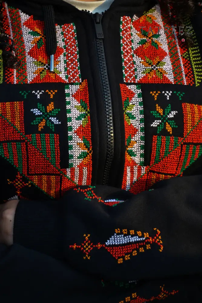 Zahraa - Flowering Vibrant Zipper Hoodie | Sanabel Embroidery & Modern Elegance Clothing & Wearables