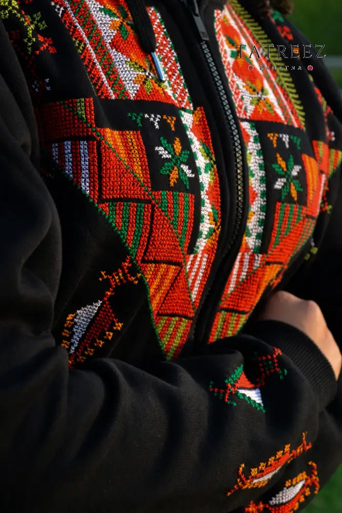 Zahraa - Flowering Vibrant Zipper Hoodie | Sanabel Embroidery & Modern Elegance Clothing & Wearables