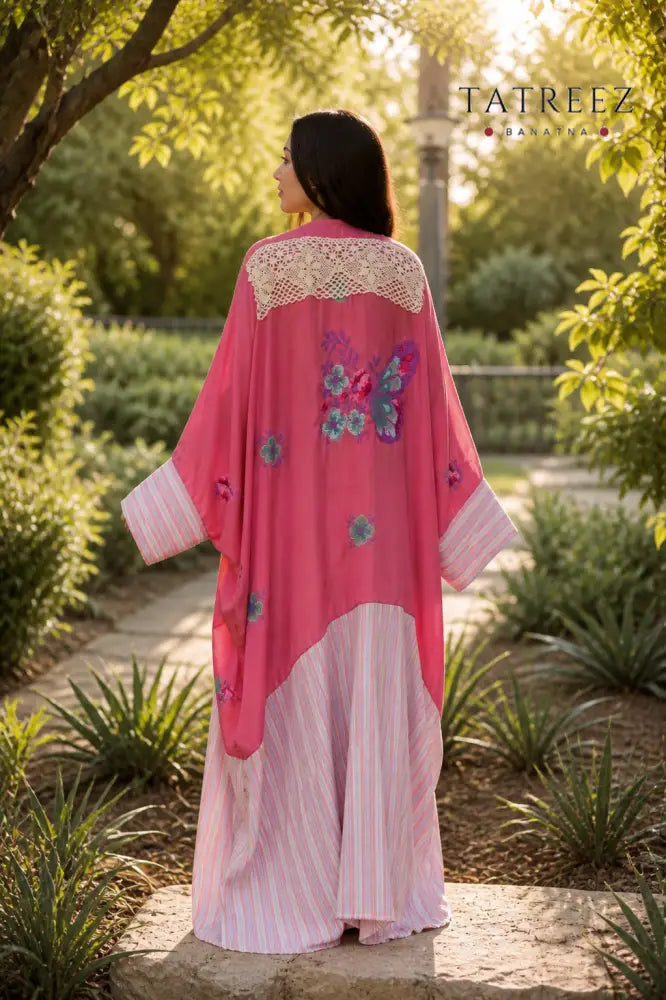 Zayna - Beautiful-Exquisite Handmade Butterfly Embroidered Bisht | Unique Palestinian Tatreez Design - Clothing &