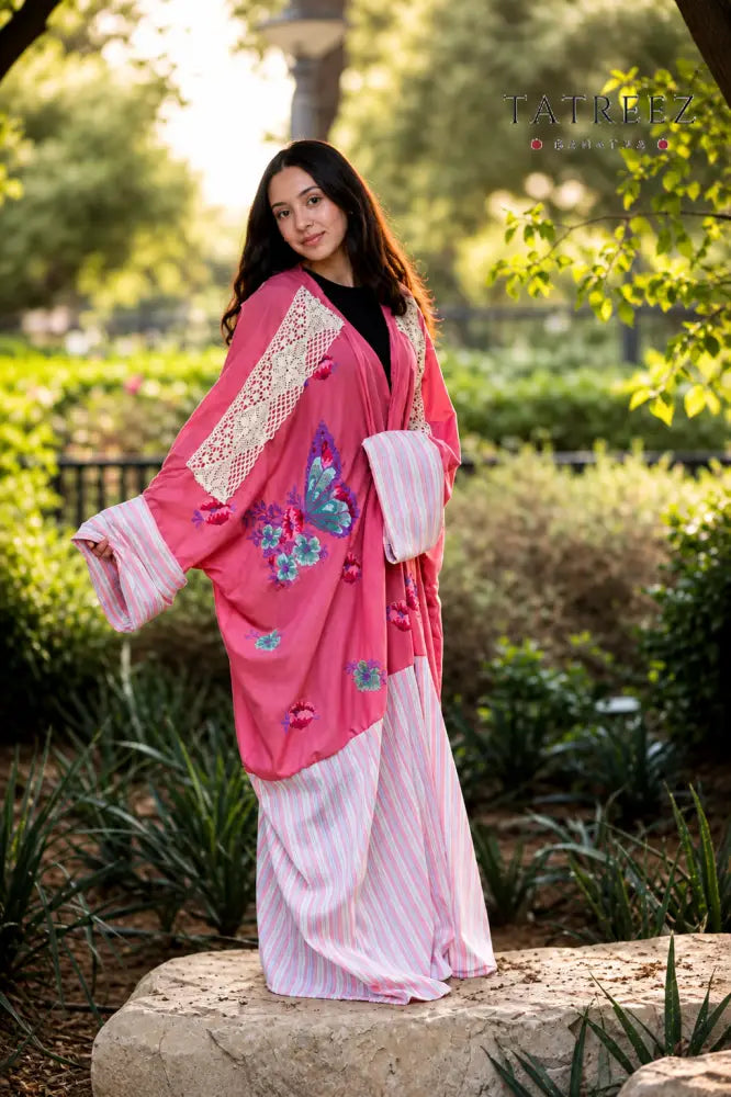 Zayna - Beautiful-Exquisite Handmade Butterfly Embroidered Bisht | Unique Palestinian Tatreez Design - Clothing &
