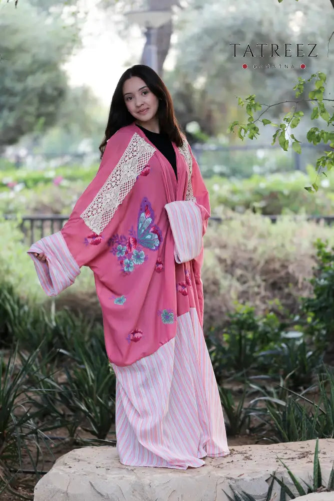 Zayna - Beautiful-Exquisite Handmade Butterfly Embroidered Bisht | Unique Palestinian Tatreez Design Clothing &